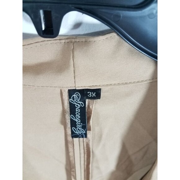 Spacegirlz Womens Tan Open Front Blazer Cropped Size 3X Polyester Blend Spandex - Picture 3 of 6